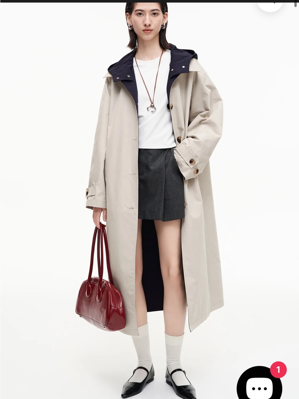 SELFWHO cotton blend reversible Trench coat - Picture 11 of 16